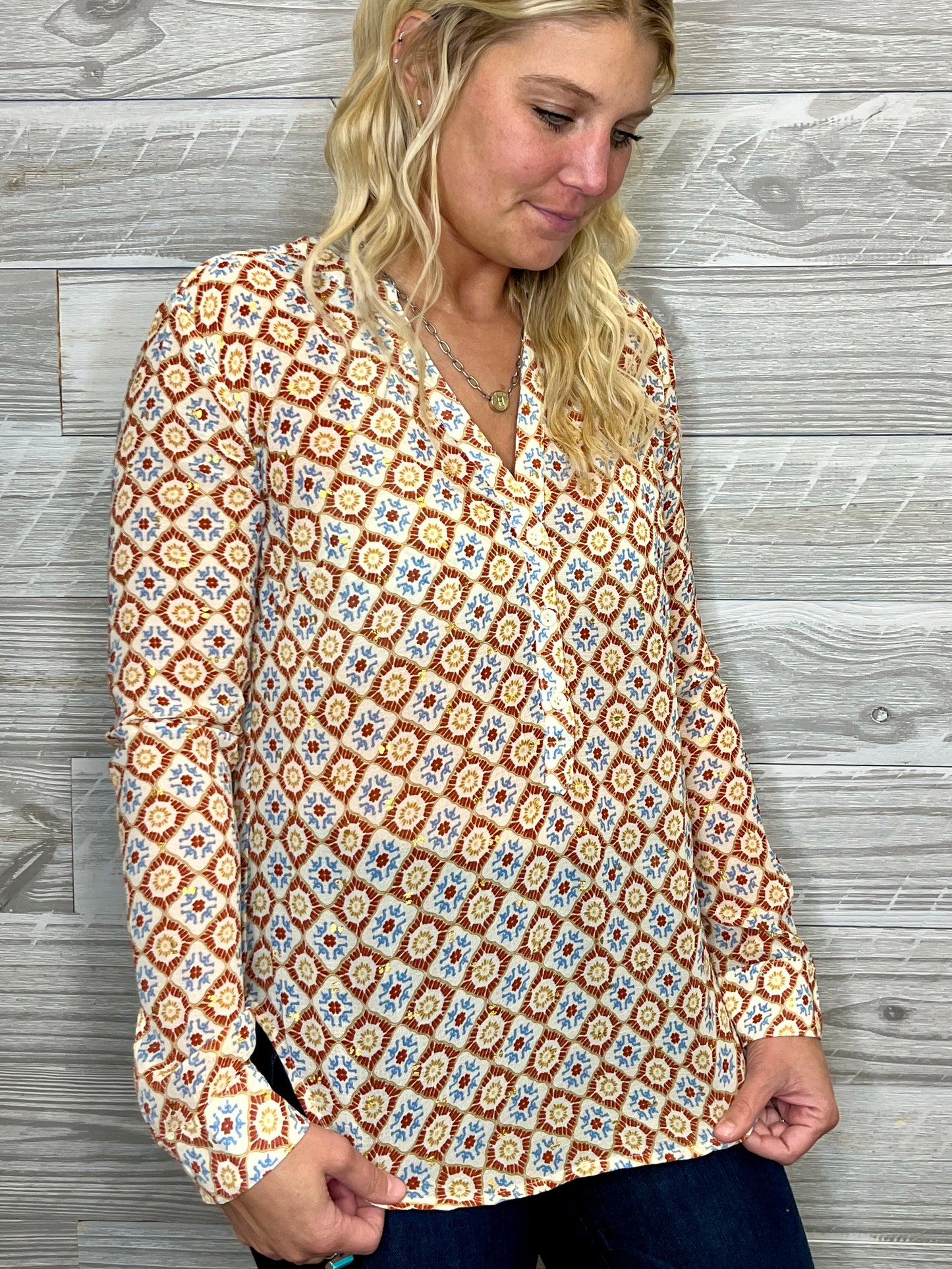 Dottie Diamond Print Blouse