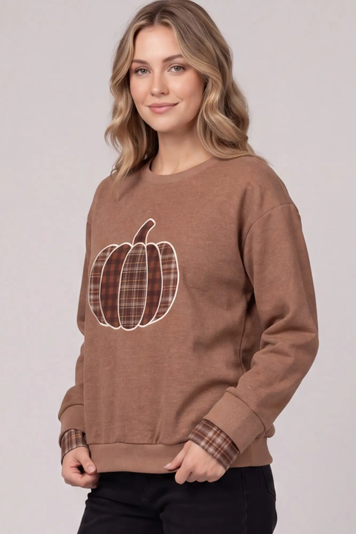 Fall Pumpkin and Flannel Sweatshirt