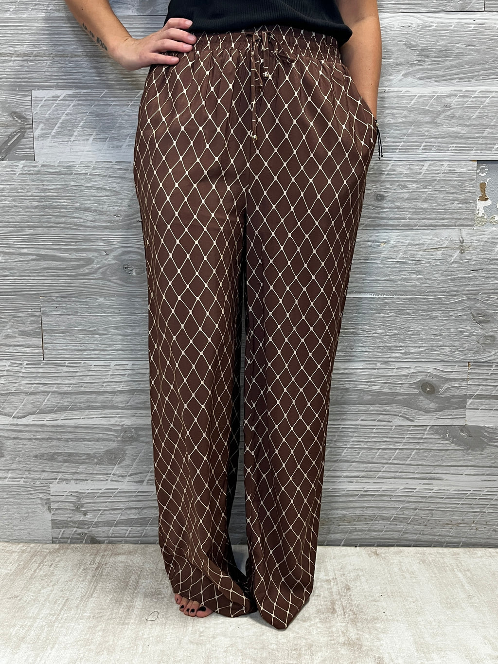 Sasha Brown Geometric Pant