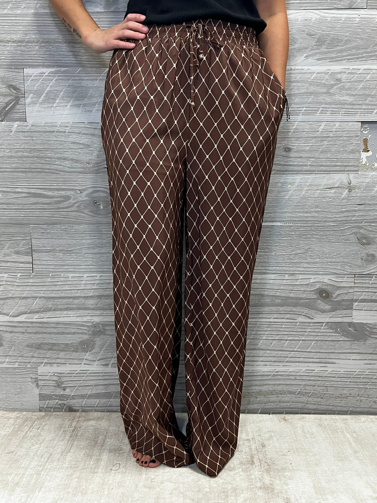 Sasha Brown Geometric Pant