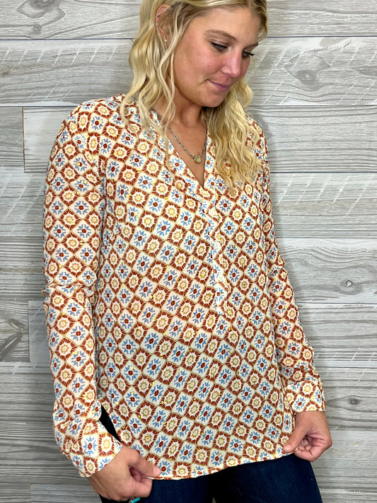 Dottie Diamond Print Blouse