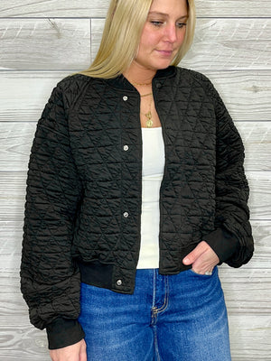 Midnight Quilted Bomber Jacket