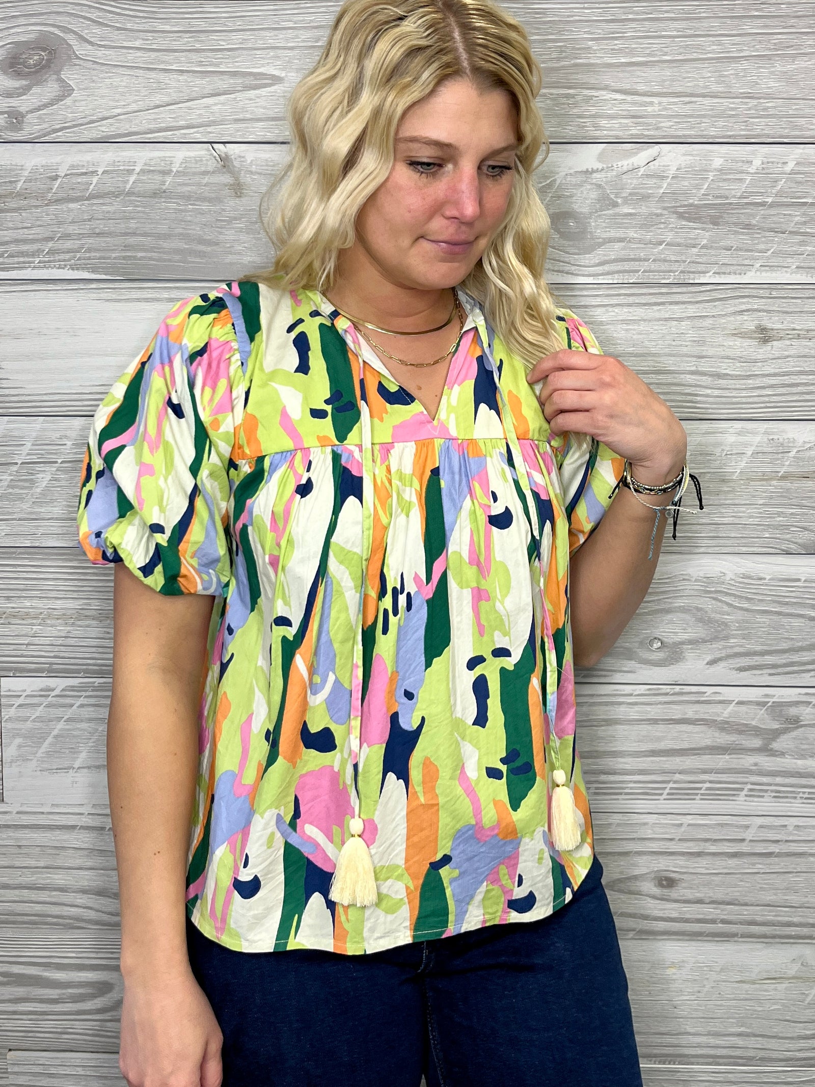 Haley Lime Print Top