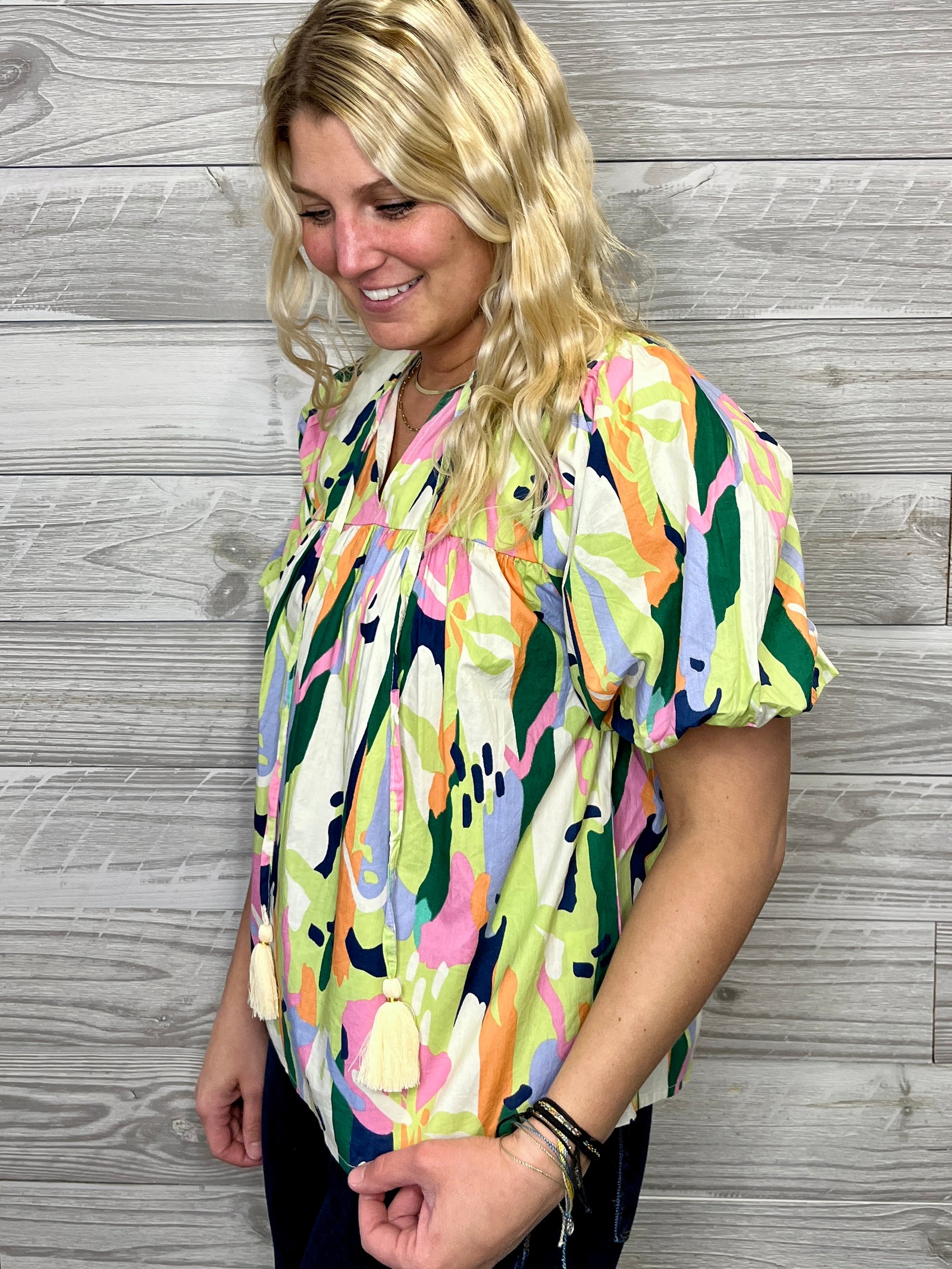 Haley Lime Print Top