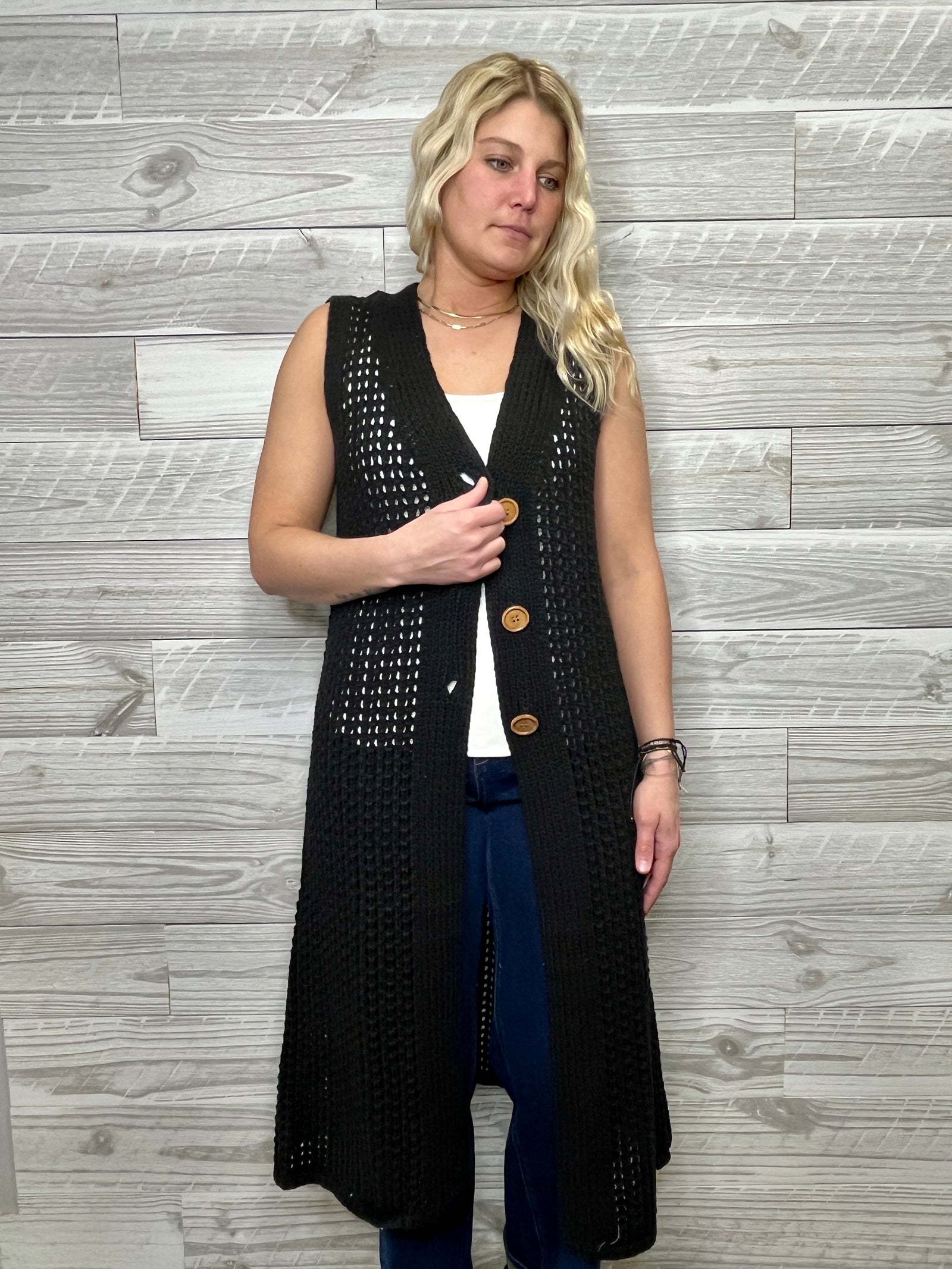 Tuni Long Black Cardigan