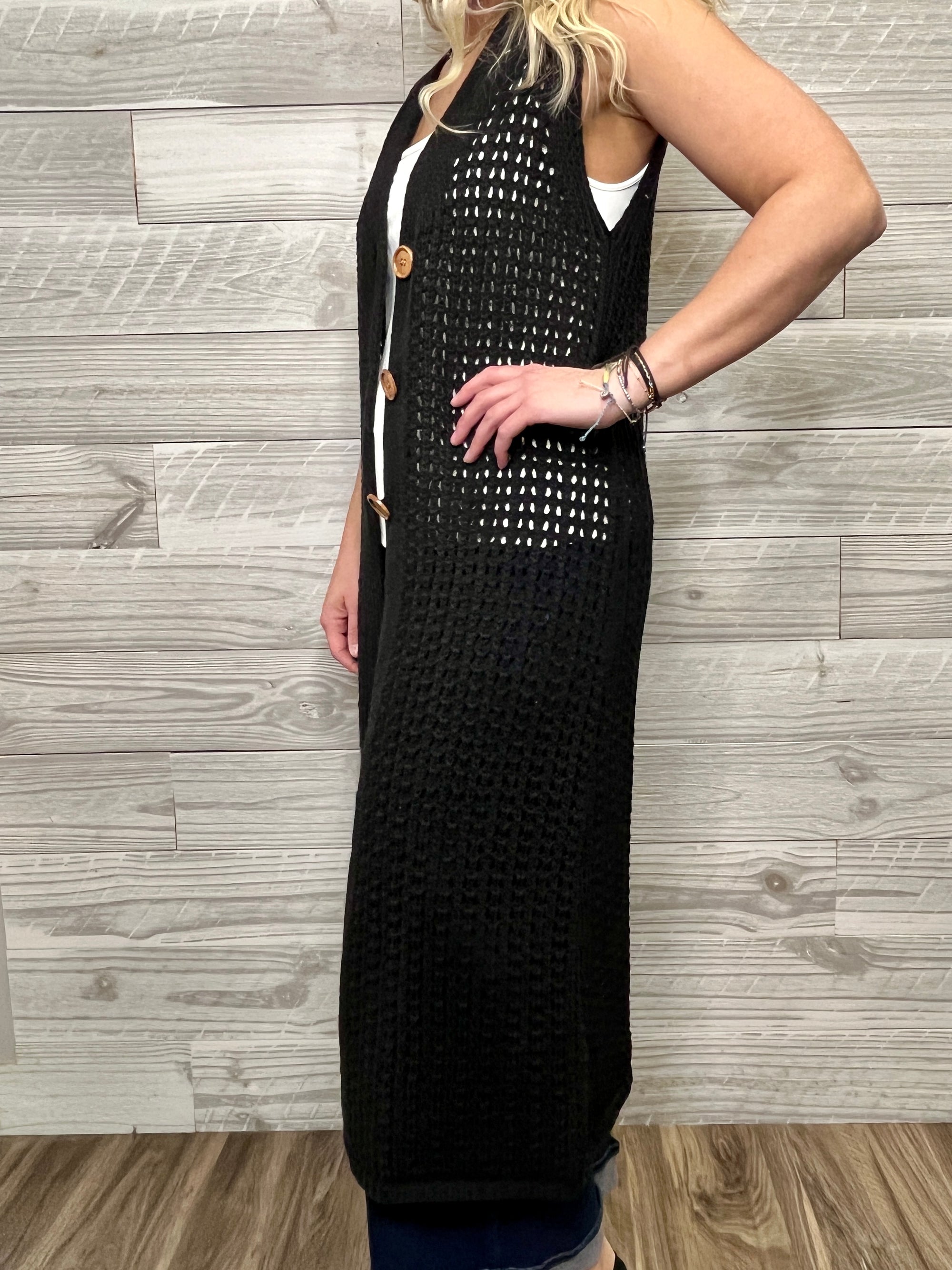 Tuni Long Black Cardigan
