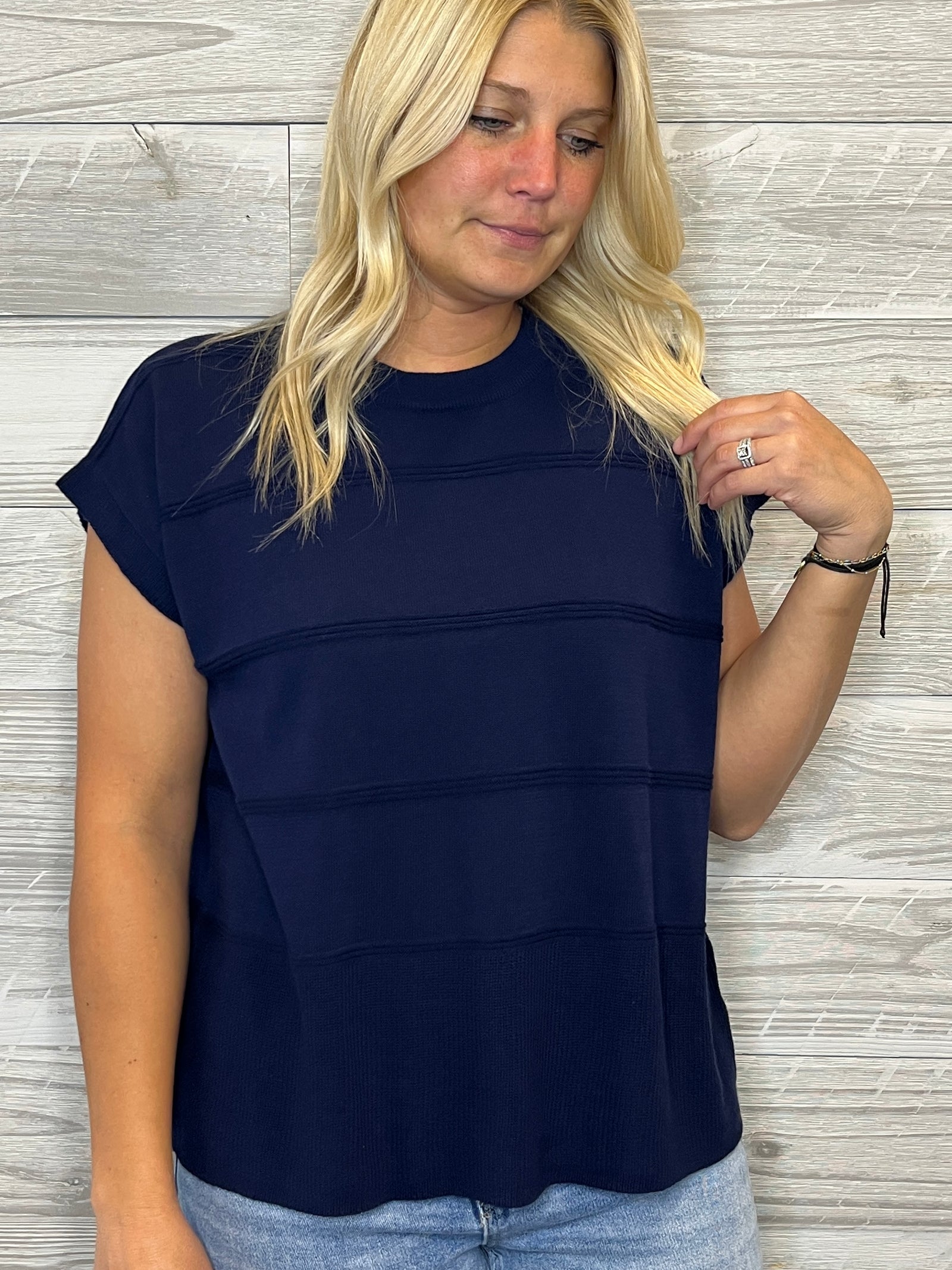 Farrah Navy Top