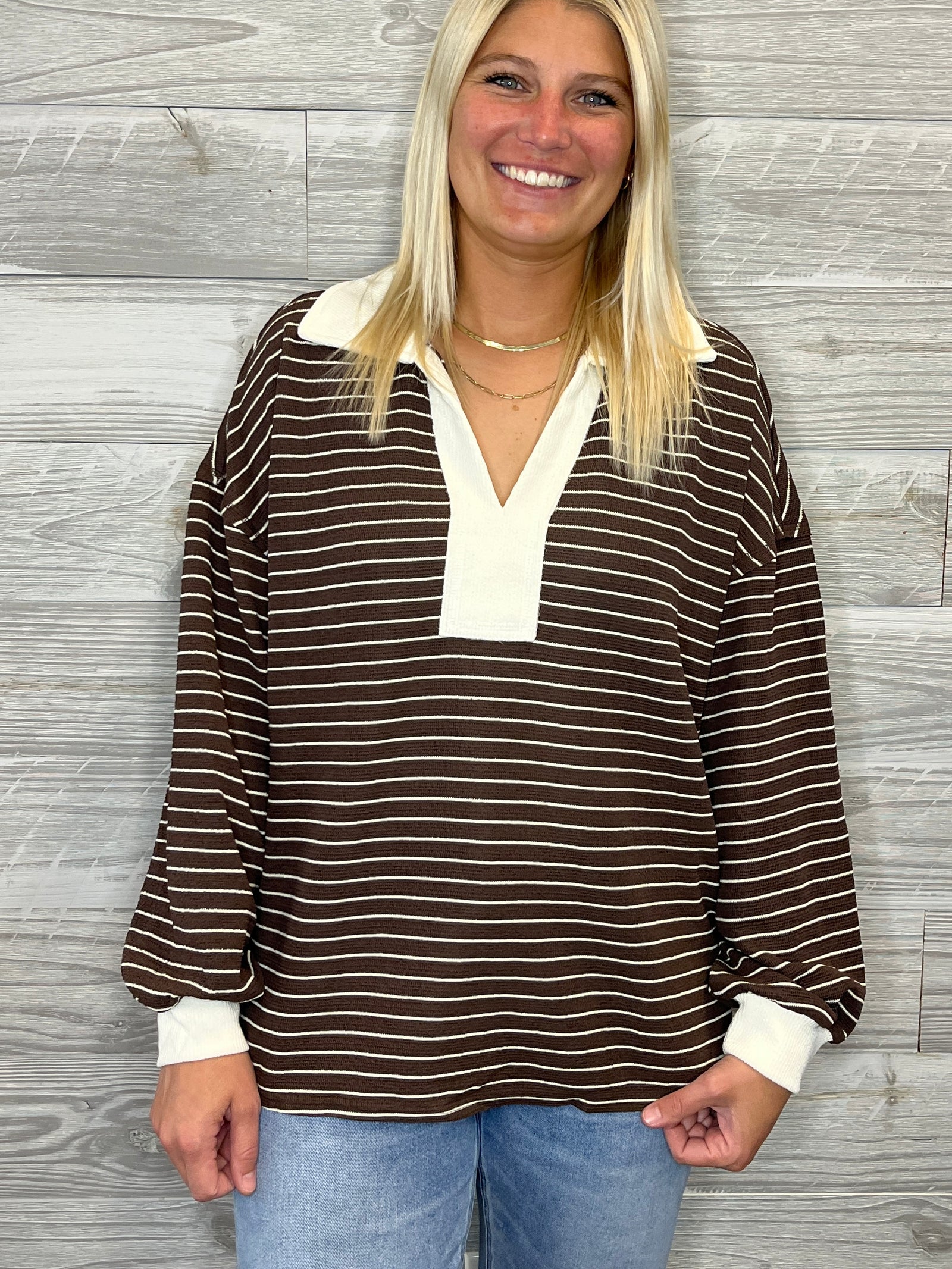 Bernie Brown Stripe Top