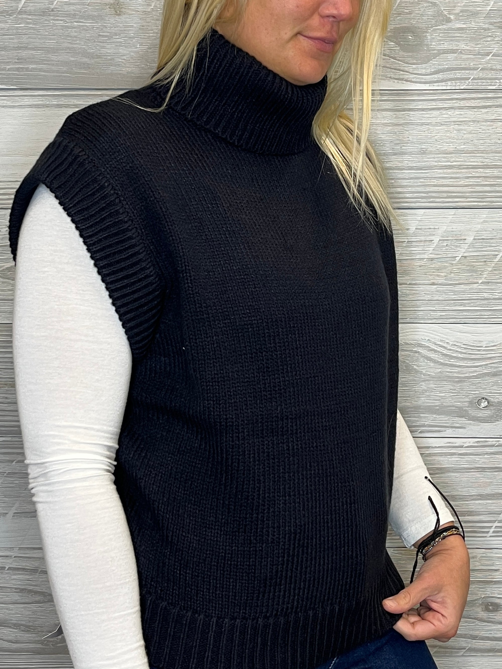 Odie Black Turtle Neck Top