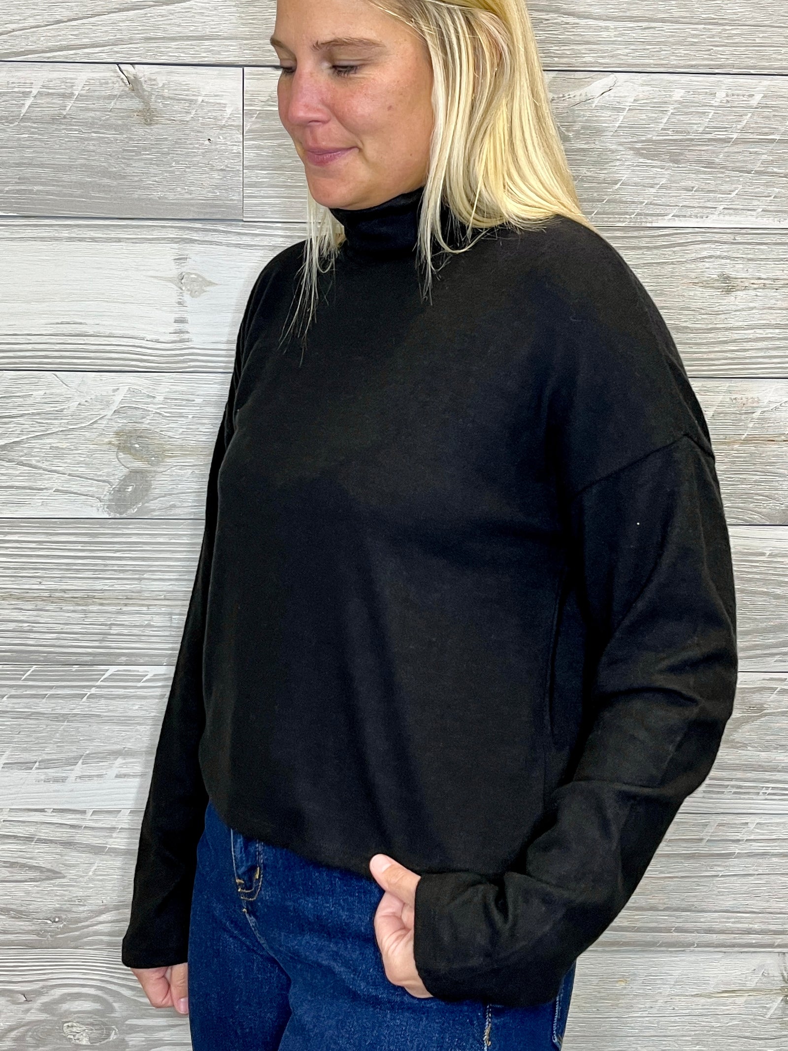 Vienna Black Turtleneck Top