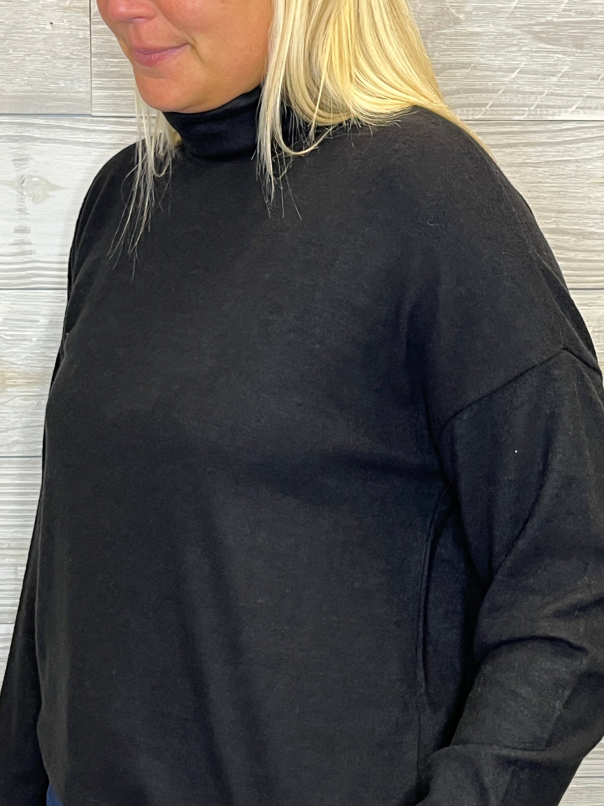 Vienna Black Turtleneck Top