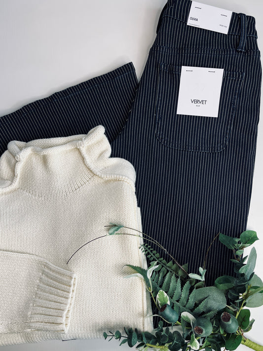 Olivia Navy Stripe Denim