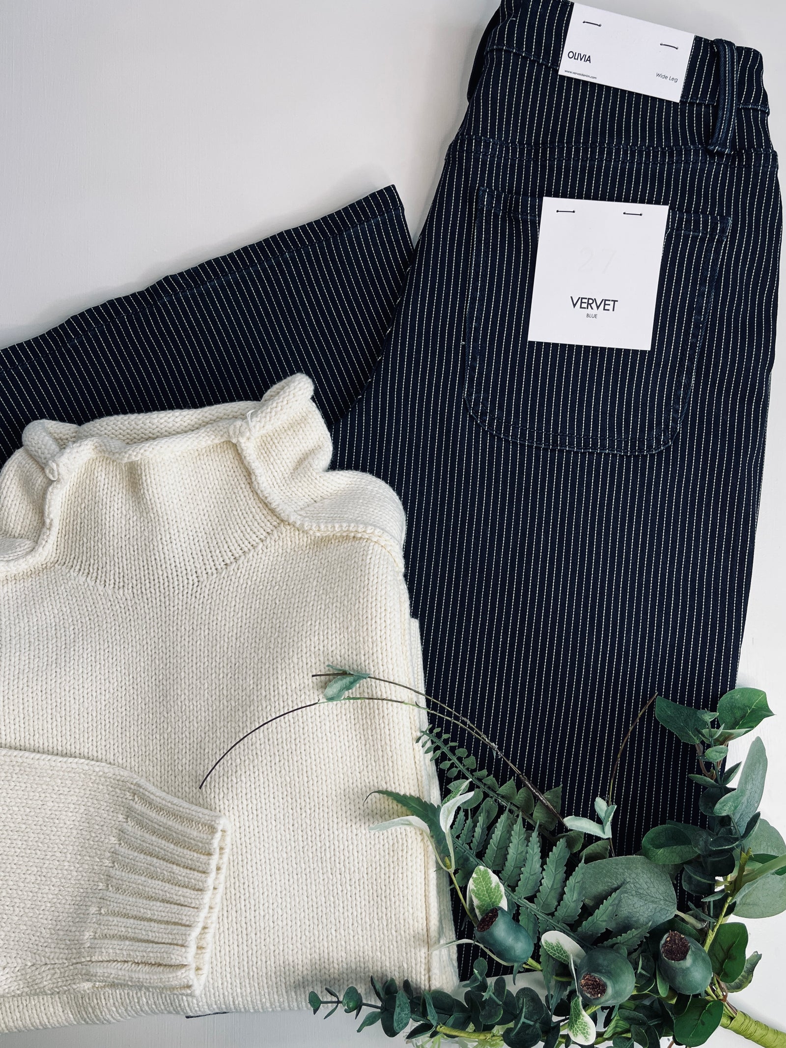 Olivia Navy Stripe Denim