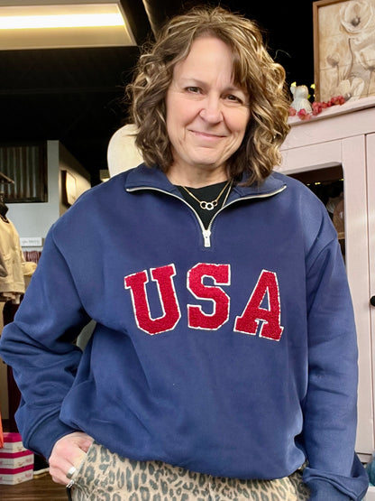 USA 1/4 Zip Sweatshirt