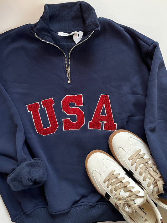 USA 1/4 Zip Sweatshirt