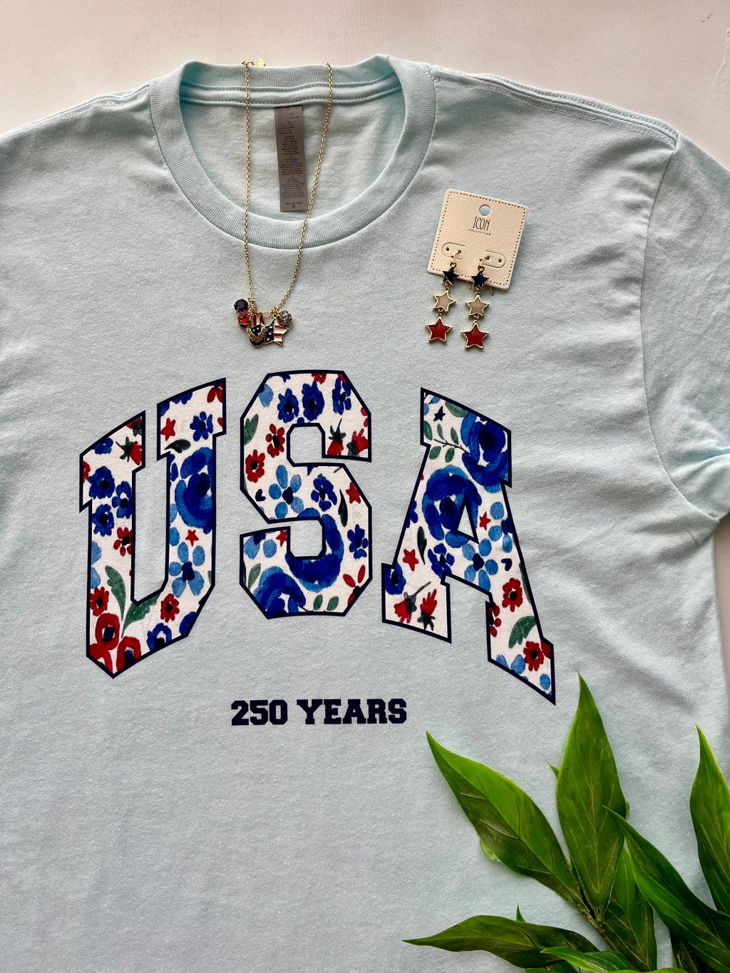 USA Floral Graphic Tshirt