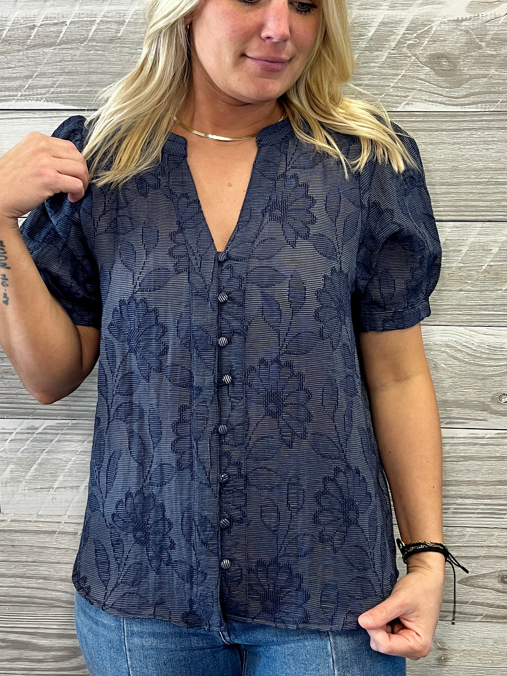 Rainy Navy Top