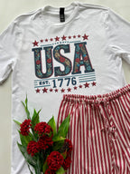 USA Floral Graphic Tshirt