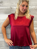 Ruby Red Satin Top