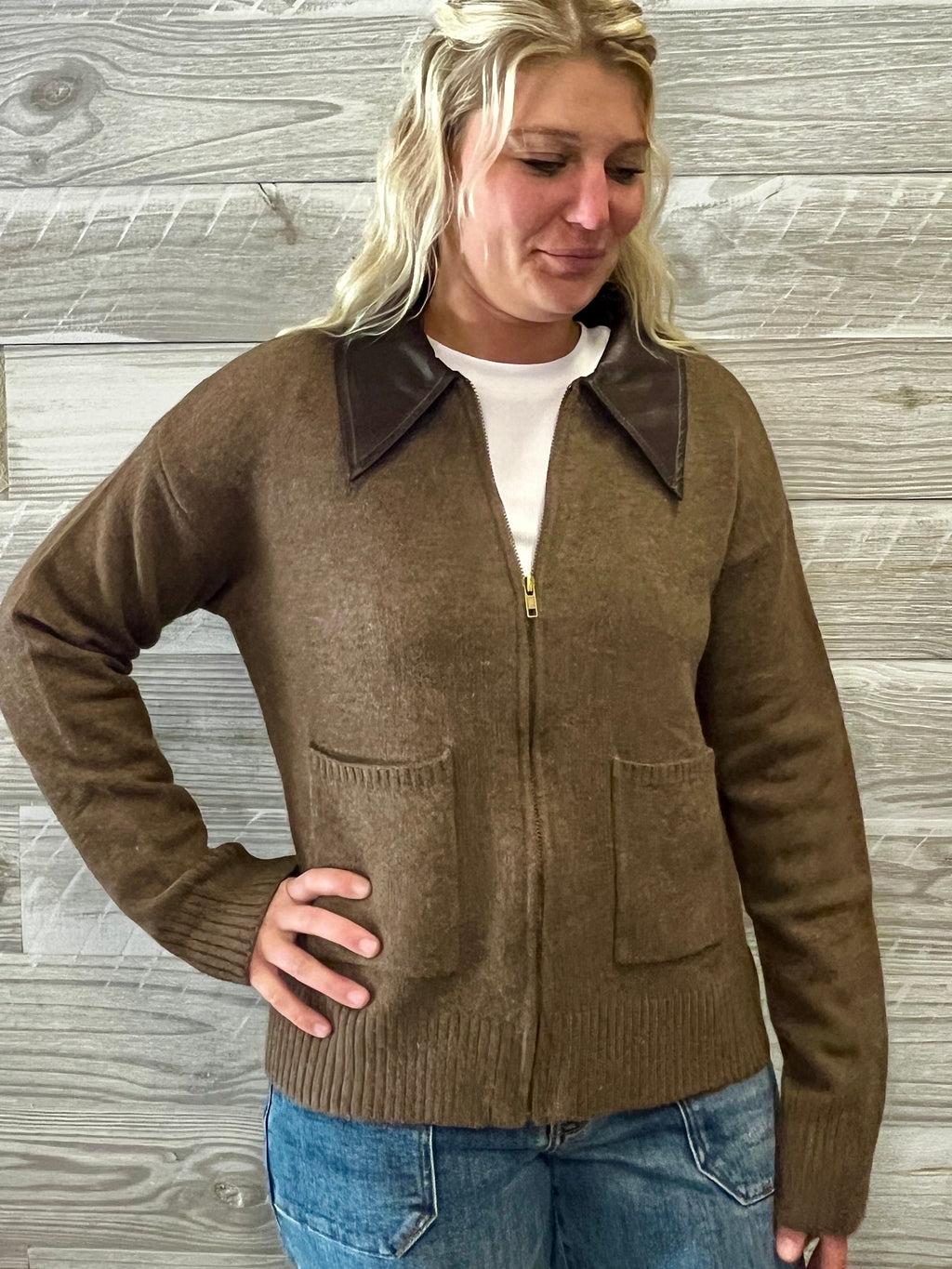 Tawny Zip Up Sweater