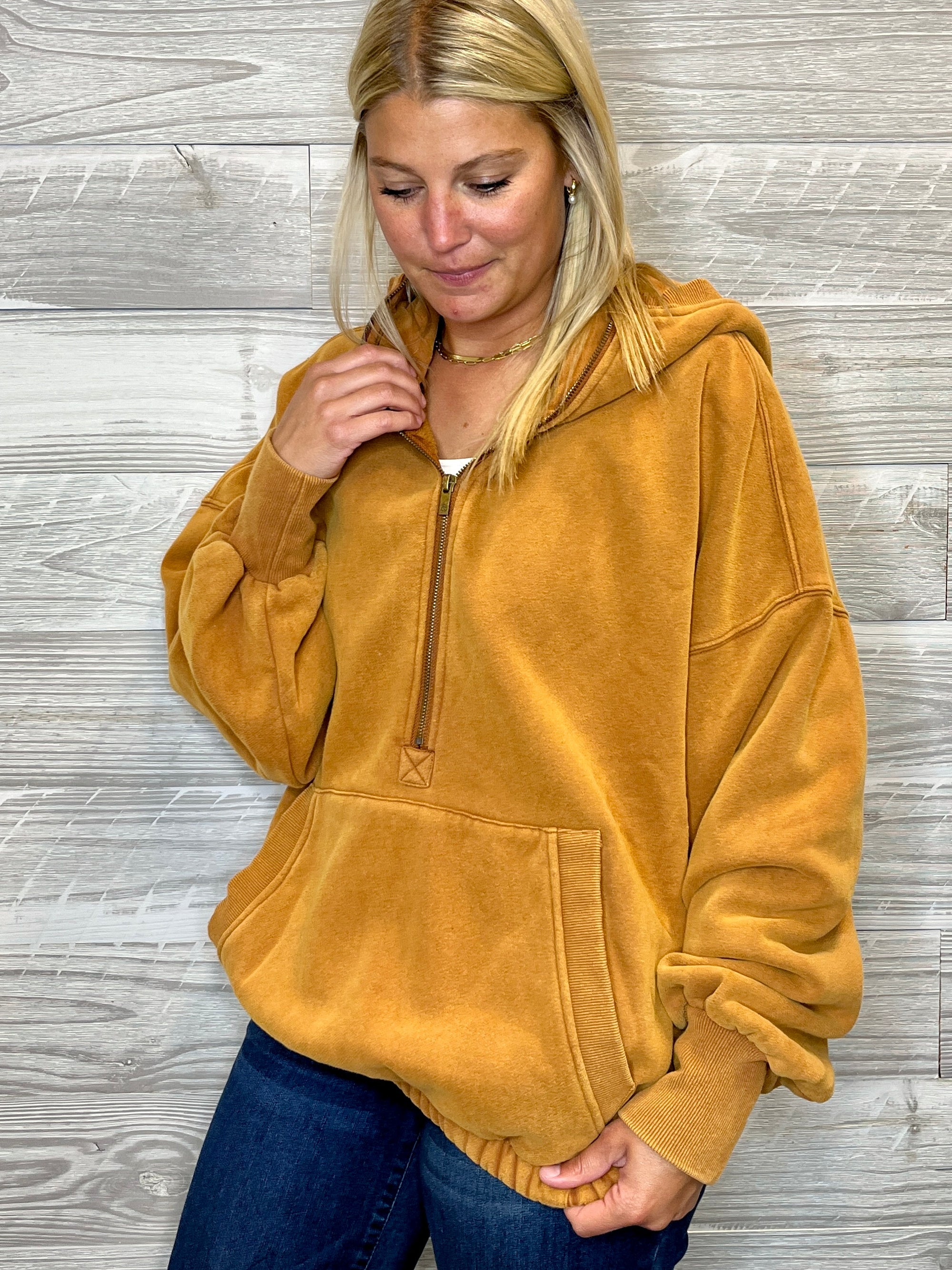 Chilly Nights Oversized Half Zip Hoodie